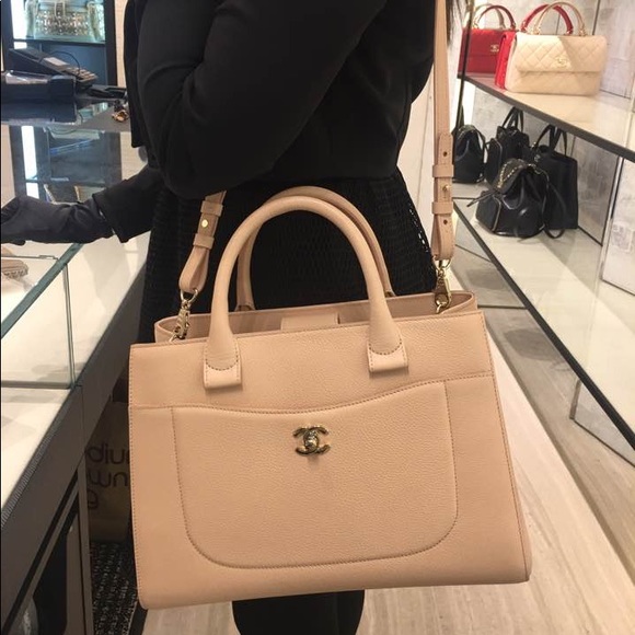 CHANEL Grand Shopping GST Caviar Leather Tote Bag Beige